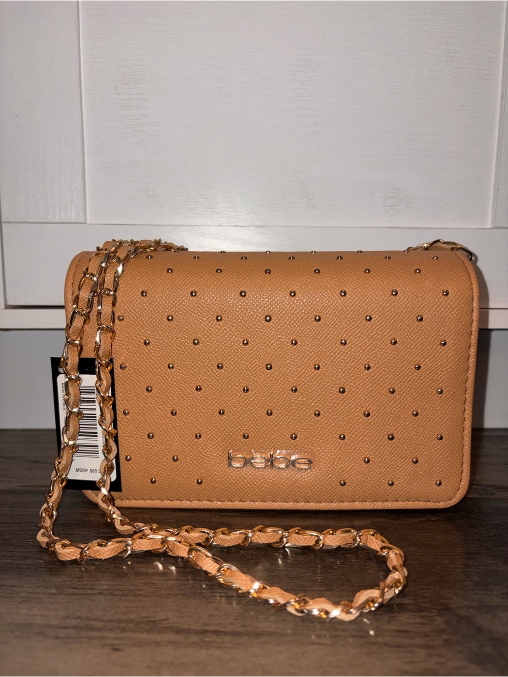 bebe NWT Camel Studded Crossbody